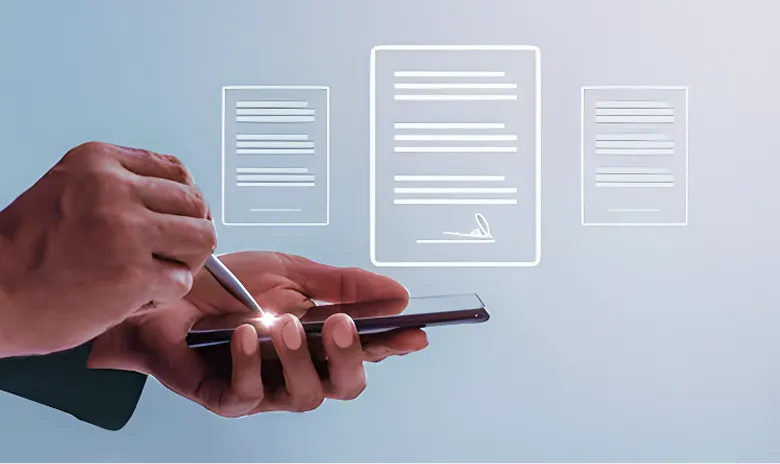 Signing a document on a tablet