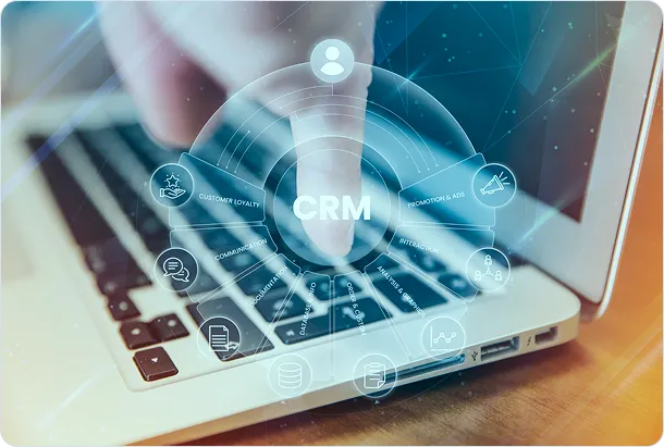 CRM dashboard showing contacts and document signing workflow
